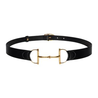Gucci Accessoires, Dames, Zwart, 75 CM, Leer, Horsebit Riem