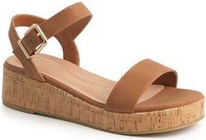 New York & Company Halina Platform Wedge Sandal in Cognac at Nordstrom Rack, Size 8.5