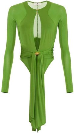 Elisabetta Franchi Tops, Dames, Groen, 2Xl, Bodysuit met juweeldetail