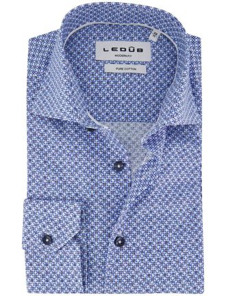 Led&ucirc;b Overhemden Ledub Modern Fit blauw geprint