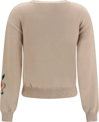 Max Mara Womens Cotton Knit Cardigan With Intarsia Multicolour Jacket