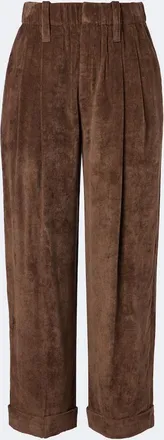 Brunello Cucinelli Pleated velvet straight pants