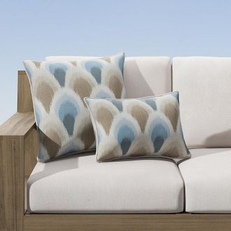 Frontgate West Bay Ikat Indoor/Outdoor Pillow - Glacier, 17 x 17 Square Glacier - Frontgate