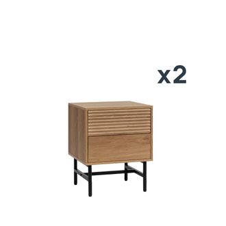 Klast Packs 2 mesitas de noche efecto madera natural 44 cm x 55 cm cm