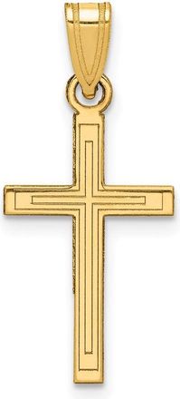 Diamond2Deal 14k Yellow Gold Solid Laser Etched Cross Pendant