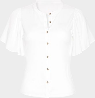 Ramy Brook Colette Button-Front Flutter-Sleeve Top