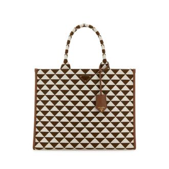 Prada Embroidered Fabric Large Symbole Shopping Bag