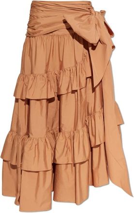 Chlo&eacute; Ruffled Skirt - Dames - Maxi Rokken - Bruin - S - Katoen - Rokken