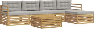 vidaXL Conjunto De Sof&aacute;s De Exterior 6 Uds. Blanco Y Gris Claro Vidaxl