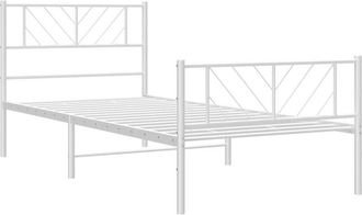 vidaXL Metal Bed Frame without Mattress with Footboard White 100x200cm Vidaxl