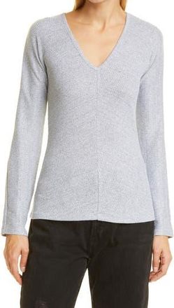 Rag & Bone The Bias Rib Knit Long Sleeve V-Neck Top in Ltgrey at Nordstrom Rack, Size X-Small