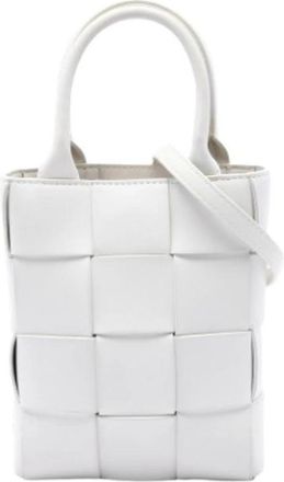 Bottega Veneta Pre-owned Cassette Tote - Dames - Vintage Mini Tas - Wit - ONE Size - Leer - Vintage