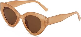 Generic Small Frame Mens Vacation Sunglasses Outdoor Commuter Womens Sun Glasses(Brown)