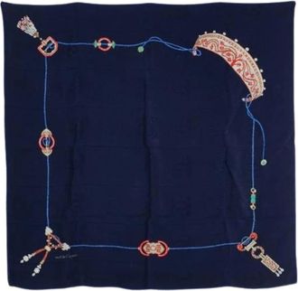 Cartier Pre-owned Scarves, female, Blue, Size: ONE SIZE Pre-owned Vintage Silk Scarf