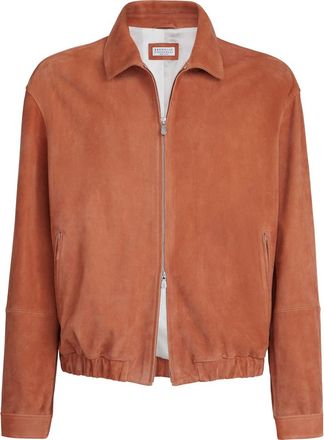 Brunello Cucinelli Suede jacket in Apricot at Nordstrom, Size Xxx-Large Eu