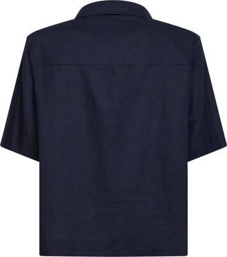 Hev&ograve; Mens Polo Shirt Montursi Navy Linen Blue