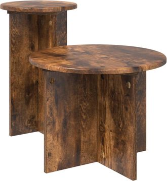 vidaXL Conjunto De Mesas Auxiliares 2 Uds. Roble Ahumado &Oslash; 45 X 35 Cm Vidaxl