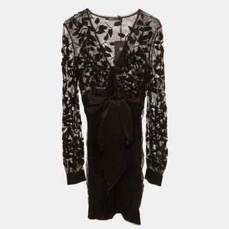 Roberto Cavalli Black Lace Short Dress