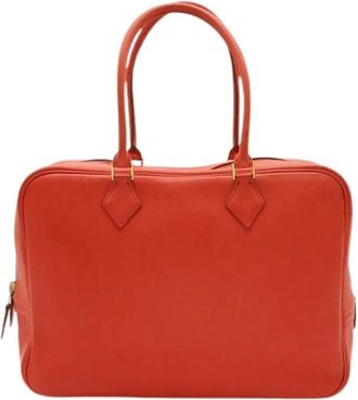 Herm&egrave;s Pre-owned Plume 32 Cuir Chevre Mysore Handbag - Dames - Vintage Handtas - Rood - ONE Size - Leer - Vintage