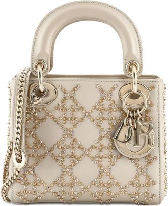 Dior Lady Dior Chain Bag Crystal Embellished Cannage Quilt Leather Mini satchel - Goud