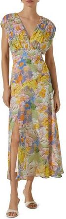 ASTR the Label Floral Pleated Bodice Midi Dress in Cream Mult at Nordstrom Rack, Size X-Small
