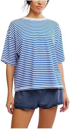 Free People Movement Printed Tackle T-Shirts Womens Workout Court Stripe Electric : MD (Womens 8-10), Cotton