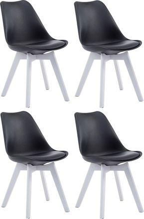 Clp Clp - Set De 4 Sillas De Comedor Borneo En Polipiel Negro Blanco