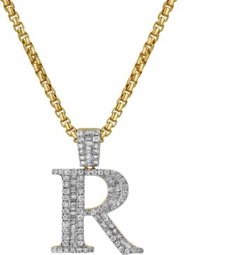 LuvMyJewelry R Initial Diamond Pendant 10K Yellow Gold - 0.86 Carats