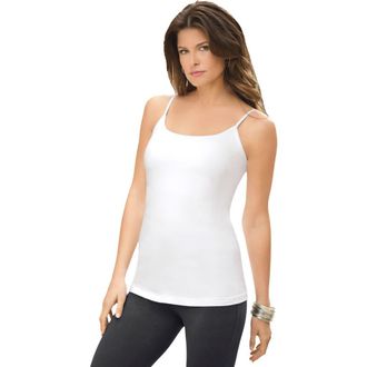 Roaman's Plus Size Cami With Built-In Bra And Adjustable Straps in White at Nordstrom, Size Medium