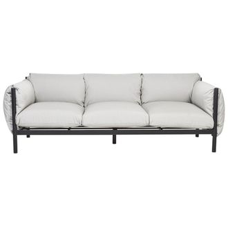 Beliani Beliani - Sof&aacute; 3 Plazas De Metal Gris Claro Negro Cojines De Tela Impermeable Esperia