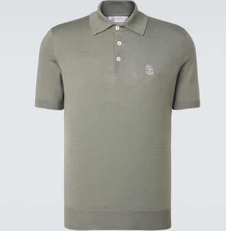 Brunello Cucinelli Polo in piqu&eacute; di cotone con logo