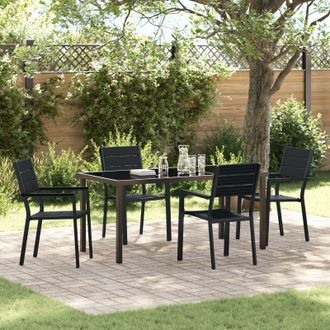 Berkfield Home 5 Piece Garden Dining Set Black HDPE