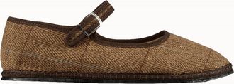 Vibi Venezia Womens Textured Mary Jane Wool Flat In Khaki Green