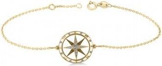Allurez Diamond Nautical Compass Bracelet 14k Yellow Gold (0.19ct)