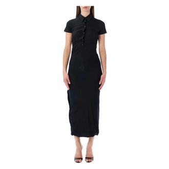 Ottolinger Ottolinger, Kleedjes, Dames, Zwart, M, Twisted Polo Midi Jurk