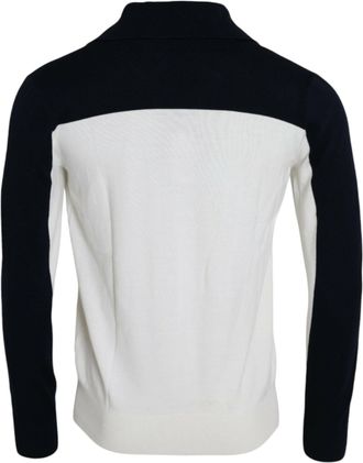 Dolce & Gabbana White Black SICILIA Henley Shirt Pullover Mens Sweater