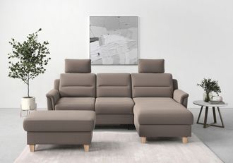 Sit&more Ecksofa »Farö L-Form« inklusive Federkern, wahlweise mit Bettfunktion und Bettkasten