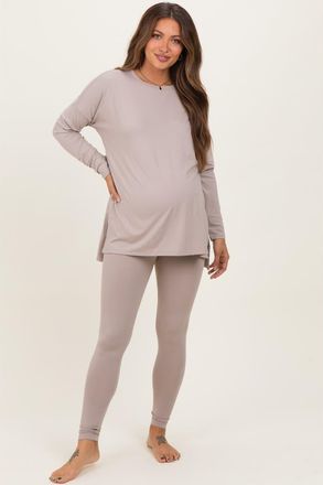 Pinkblush Brushed Knit Oversized Top and Legging Set in Taupe at Nordstrom, Size X-Large