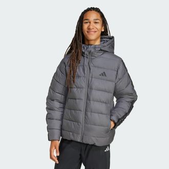 adidas Mens Essentials CLIMAWARM 3-Stripes Synthetic Down Jackets - Black/Dark Grey - Size X-Large