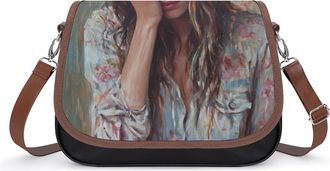 Generic Lady Classical Painting Small Womens Crossbody Bags Shoulder Handbag with Adjustable Strap for Travel