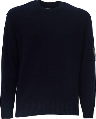 C.P. Company Lambswool Crewneck Sweater With Iconic Lens Detail