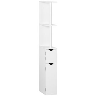 OEM Mueble De Ba&ntilde;o Con Puertas Y Estantes Abiertos Armario De Ba&ntilde;o Estilo Moderno 15,2x29,8x118 Cm Blanco