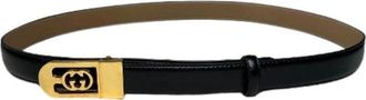 Gucci Pre-owned Wide Logo Belt - Dames - Vintage Accessoires - Zwart - ONE Size - Leer - Vintage