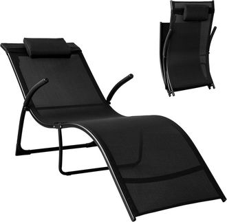 SoBuy Tumbona plegable con almohada negro