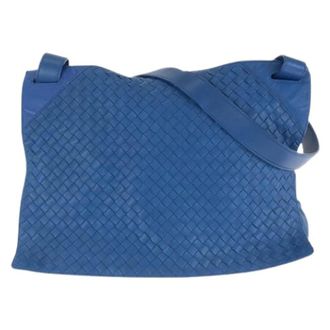 Bottega Veneta Pre-owned Cross Body Bags, male, Blue, Size: ONE SIZE Pre-owned Intrecciato Leather Shoulder Bag