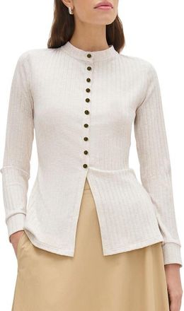 Aligne Daphne Rib Cardigan in Oatmeal Marl at Nordstrom, Size 12