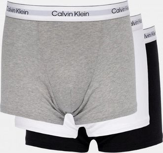 Calvin Klein Mens Calvin Klein 3 Pack Mens Relaxed Dart Trunk - Grey Heather/White/Black - Size: 35/34/32