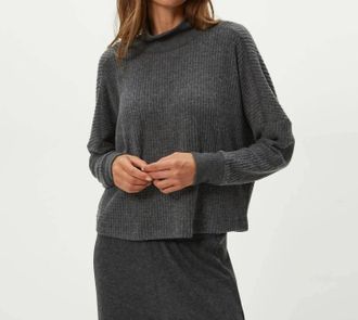 Michael Stars Wynn Mock Neck Top In Charcoal