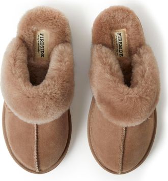 Dearfoams Fireside Sydney Genuine Shearling Scuff Slippers in Driftwood at Nordstrom, Size 10.5