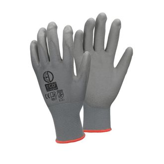 ECD Germany 48x Par Guantes De Trabajo Con Revestimiento De Pu Talla 7-s Color Gris Manoplas De Protecci&oacute;n Ideal Para Constructores Mec&aacute;nicos Construcci&oacute;n Jardine